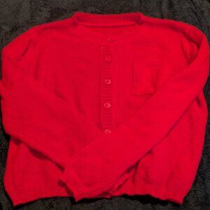 Bright Red Button-Front Cardigan